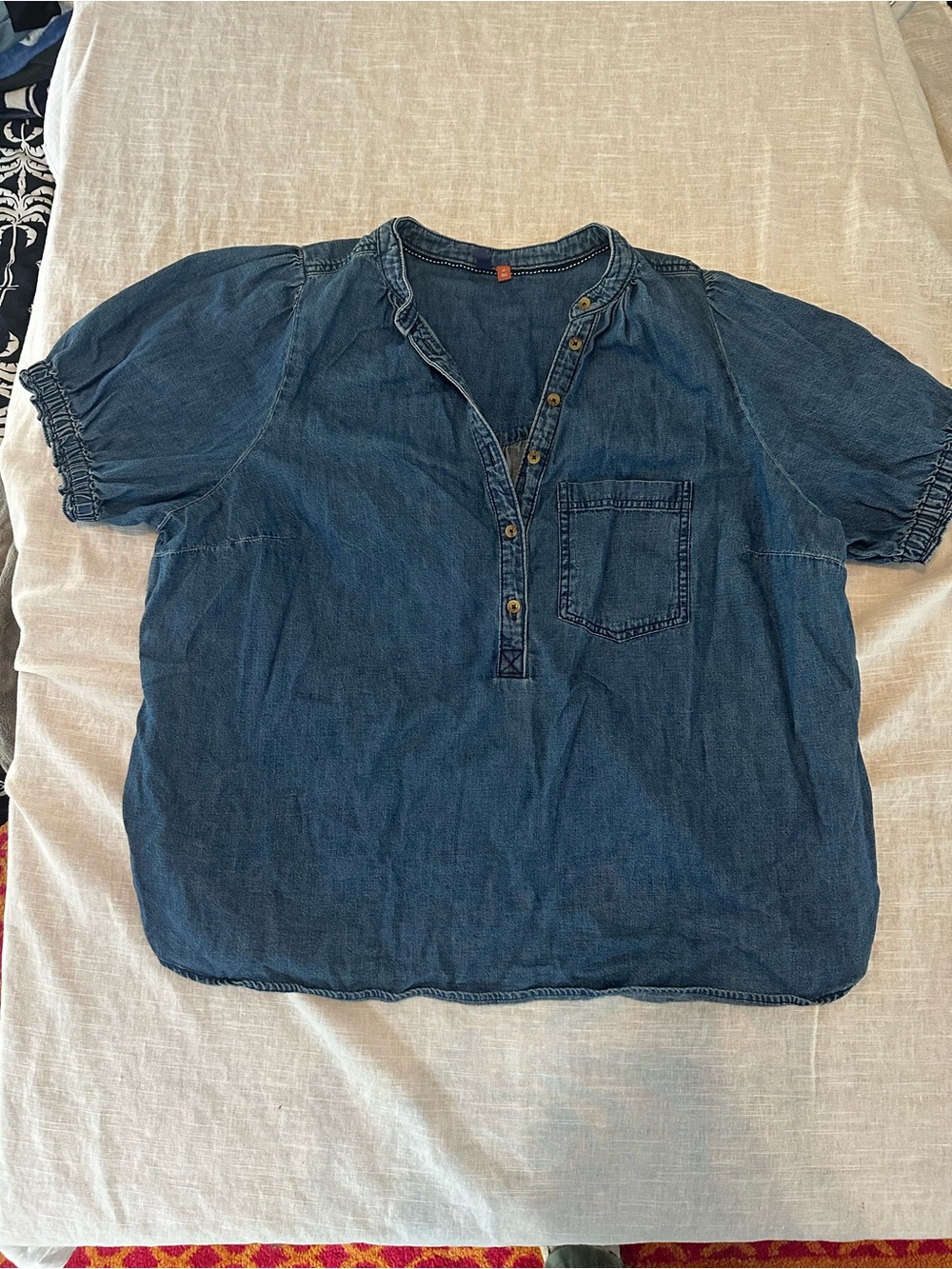 Pilcro denim Button Henley Top in Dark Blue plus size 2x
